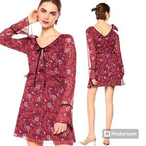 Cupcakes and Cashmere‎ | Long Sleeve Ruffle Tie Dress - Floral print, Size 8